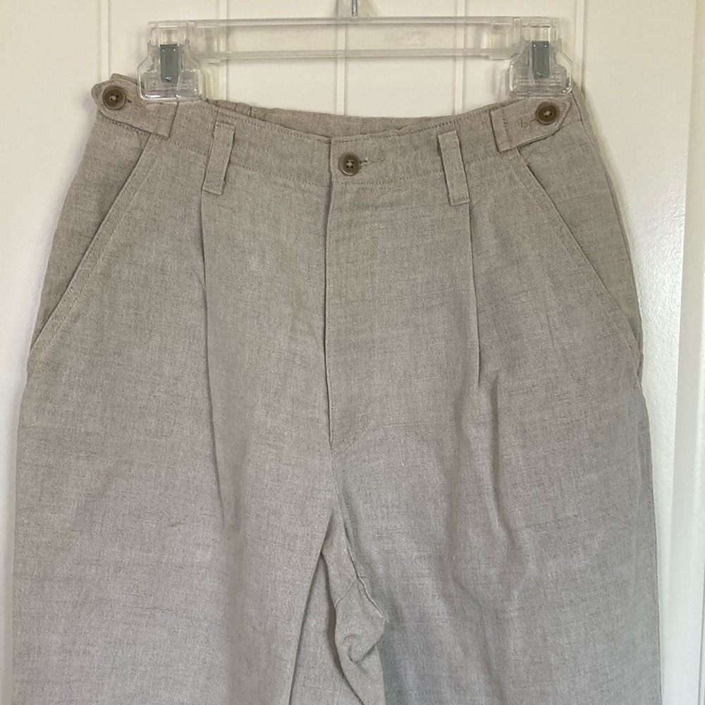 Vintage Savane Womens Barrel Style‎ Linen Cotton High Rise Pant Size 10S Tan - Picture 2 of 14